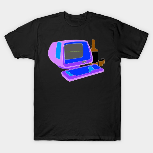 Computer Date Purple Blue T-Shirt by Gothictoaster